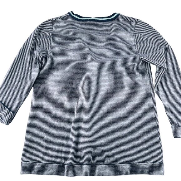 J. Jill Womens Striped Cardigan Sweater Medium Blue & White Cotton Wool Blend - Picture 5 of 6